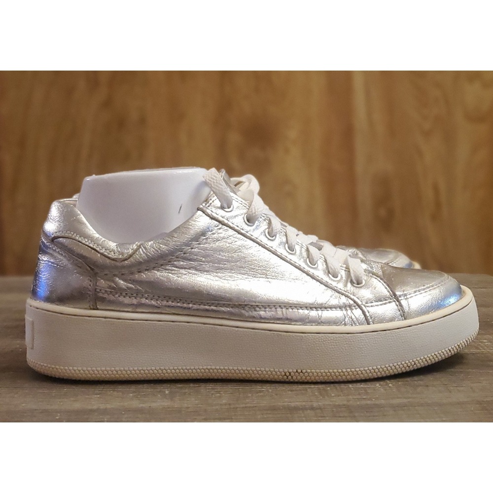 Free People Metallic Silver Low-Top Sneakers